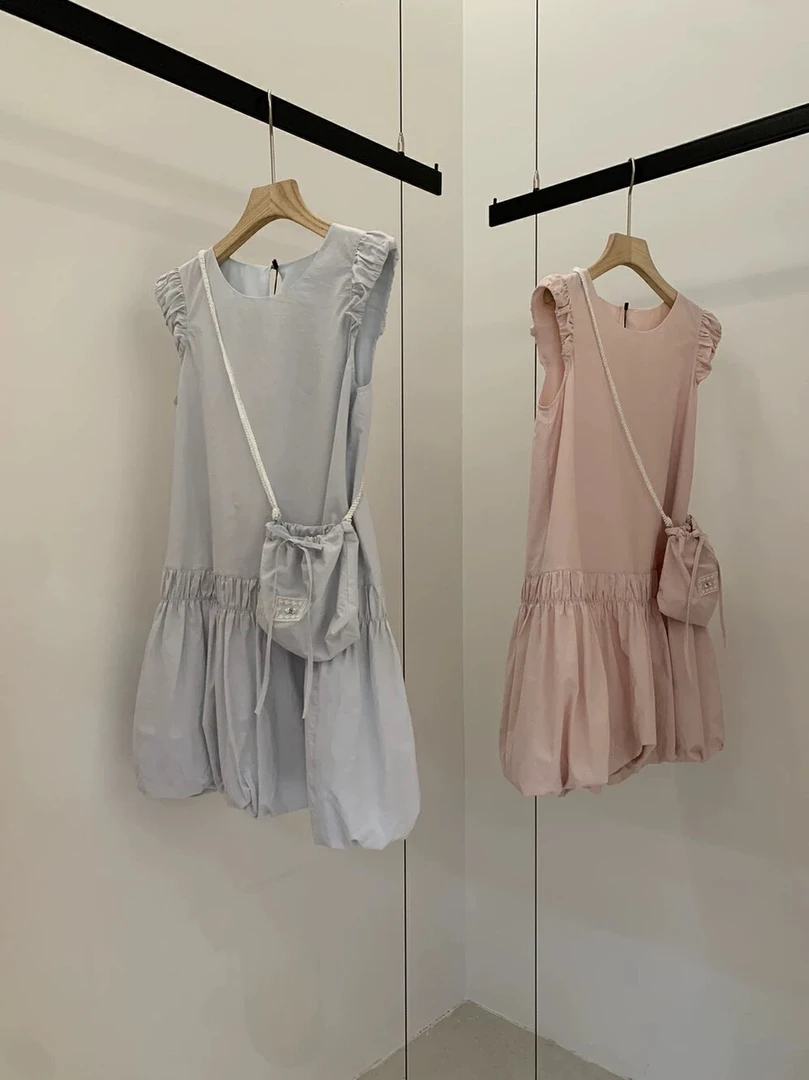 【粉风】甜妹芭蕾风夏日小飞袖花苞连衣裙