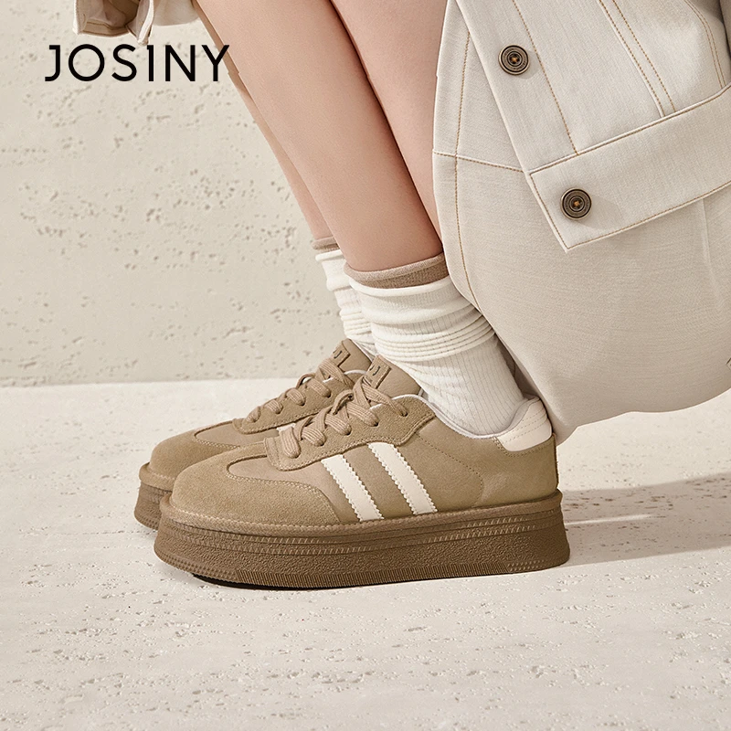 卓诗尼厚底德训鞋女2025春季新款复古百搭板鞋软底休闲鞋系带女鞋