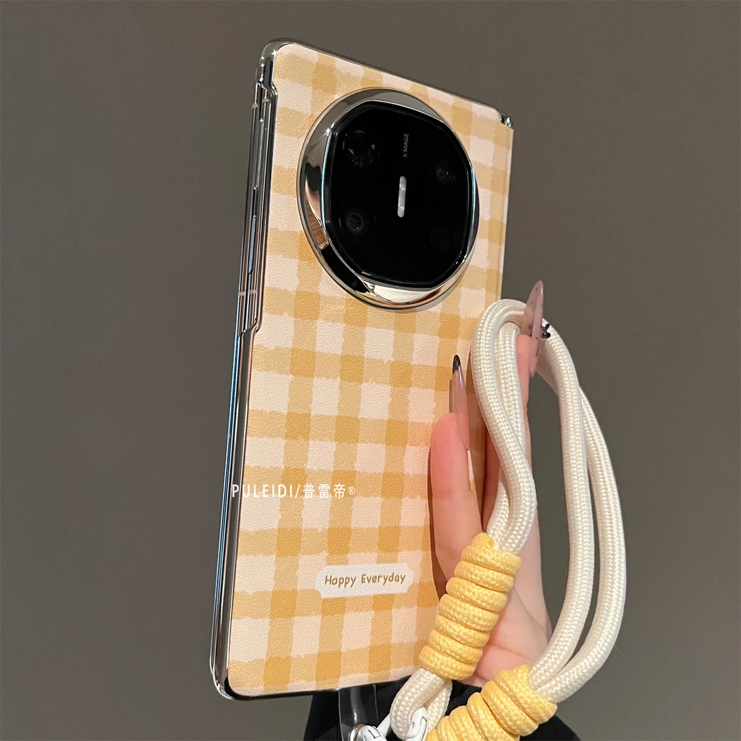ins格纹适用华为MateX6典藏版折叠屏手机壳个性MateX5磁吸中轴X3