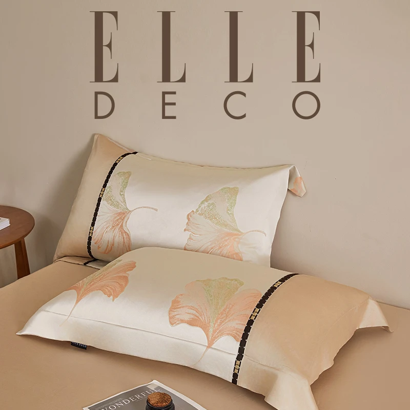 ELLE DECO天丝枕套亲肤透气法式浪漫印花家用床上用品四季款