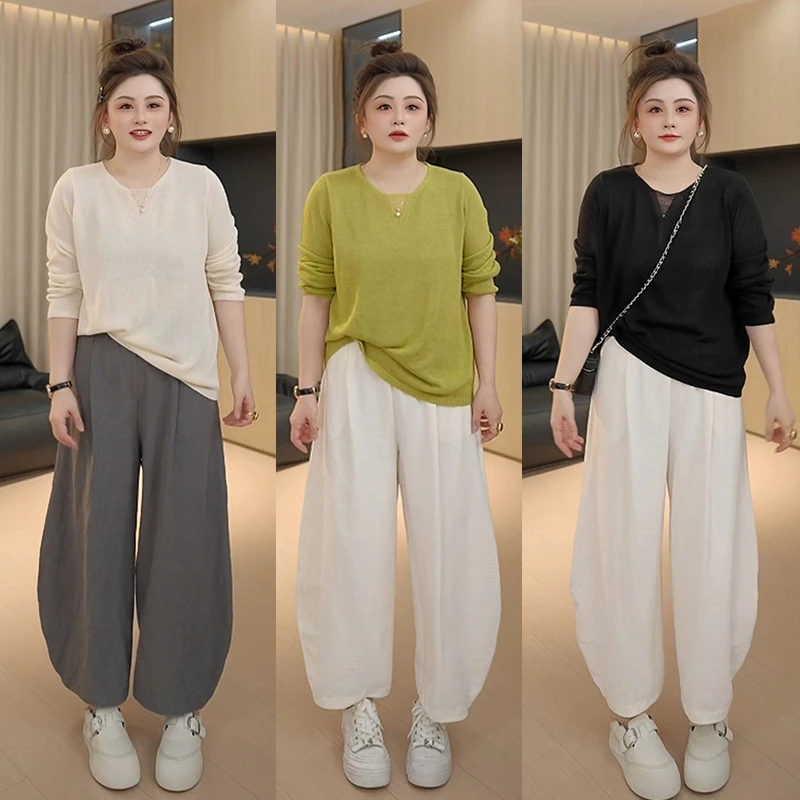 【胖佳佳】芬兰童话 长袖针织衫秋季时尚宽松镂空上衣H625Z13395