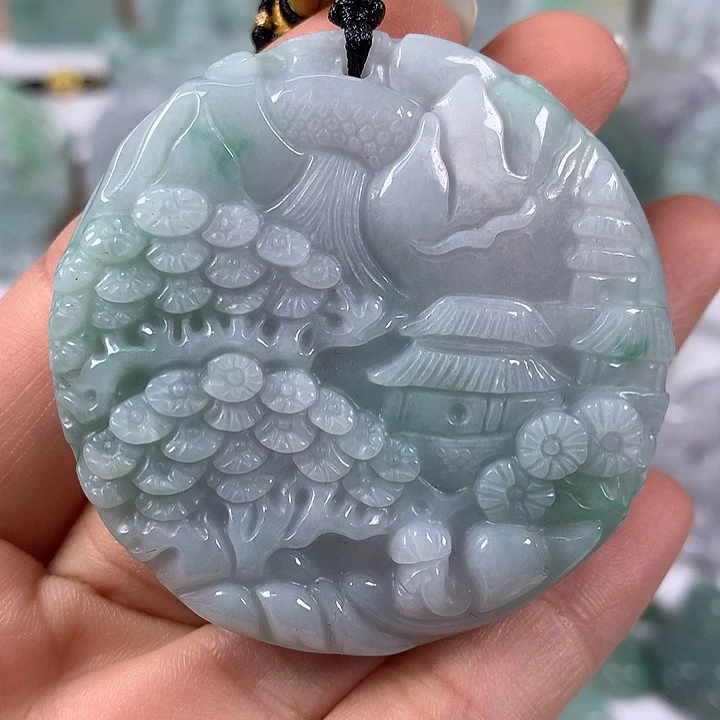颈饰未镶嵌翡翠山水两面工艺福利