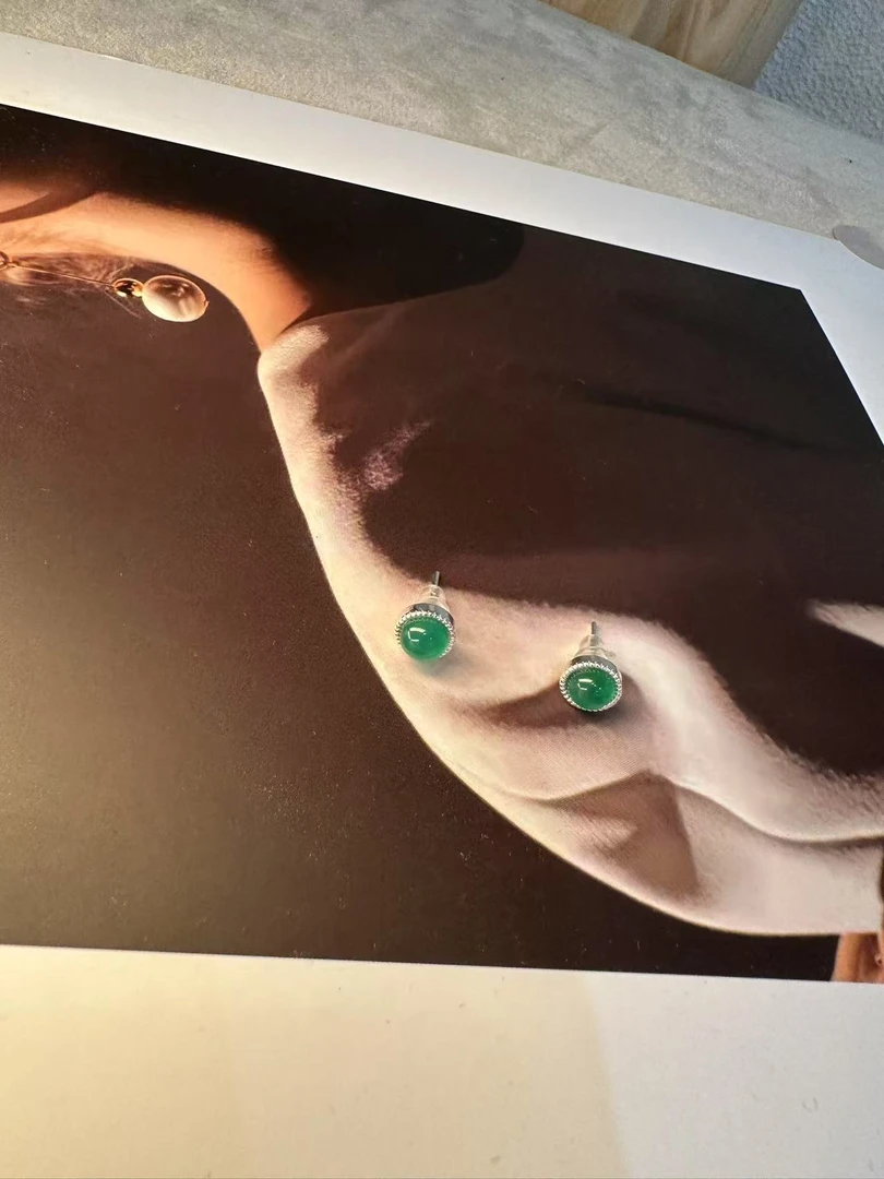 钛钢耳饰 【小胖家】高级感绿色圆形耳钉