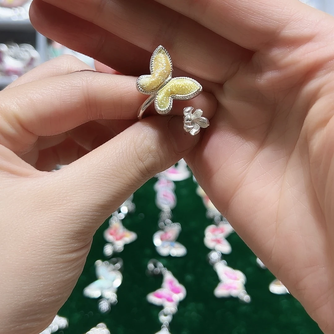 织绣手工苗银戒指