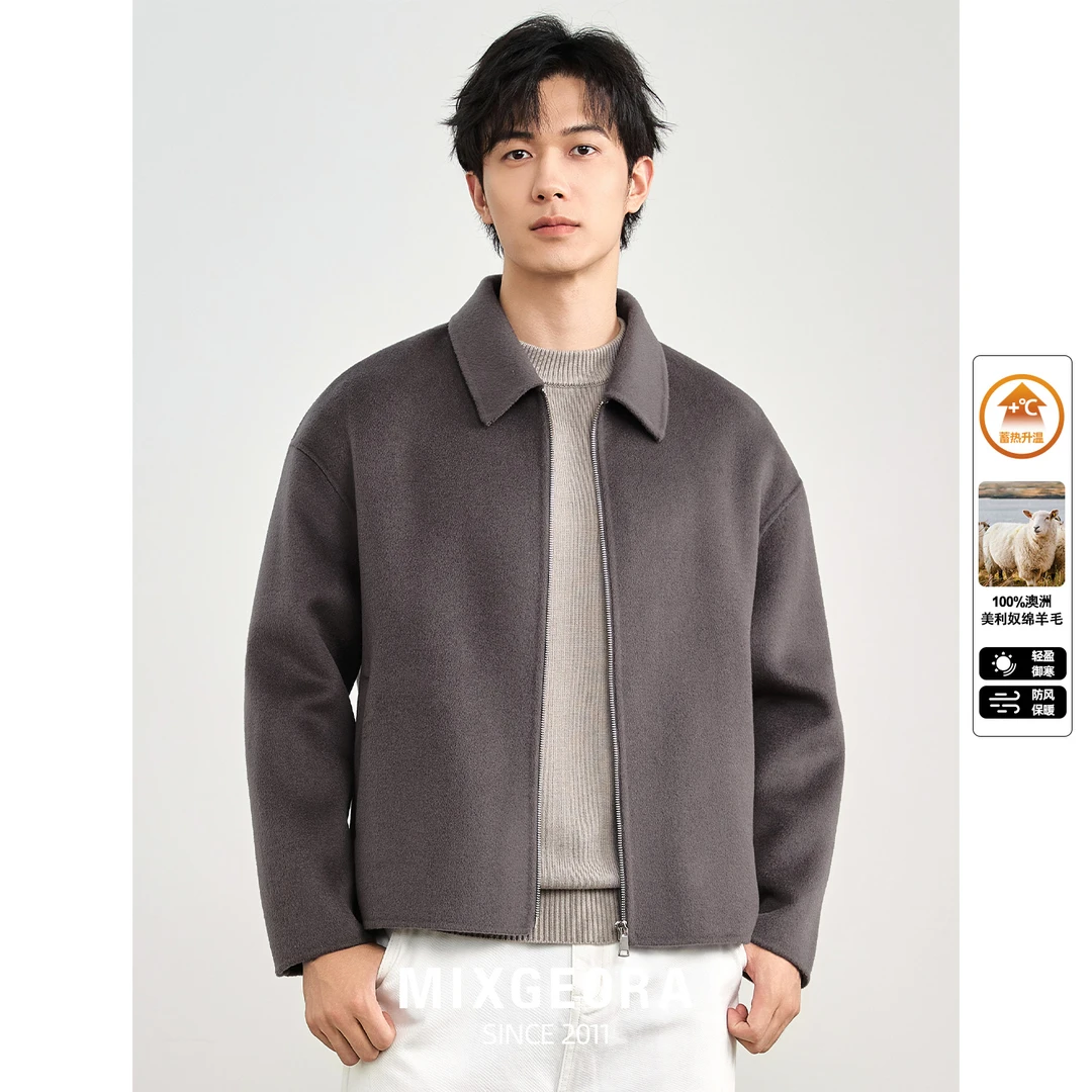 【A*C口碑款】百分百全羊毛秋日穿搭秋冬男夹克双面毛呢外套D037