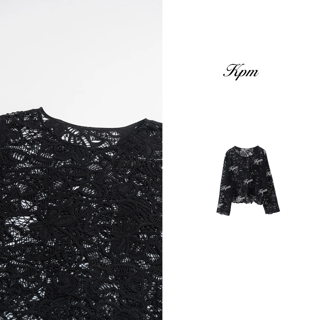 2025早春新款设计感简约优雅法式镂空百搭钩花蕾丝上衣女JN7320