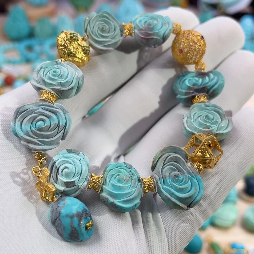 绿松石珠宝奇石18K金镶嵌