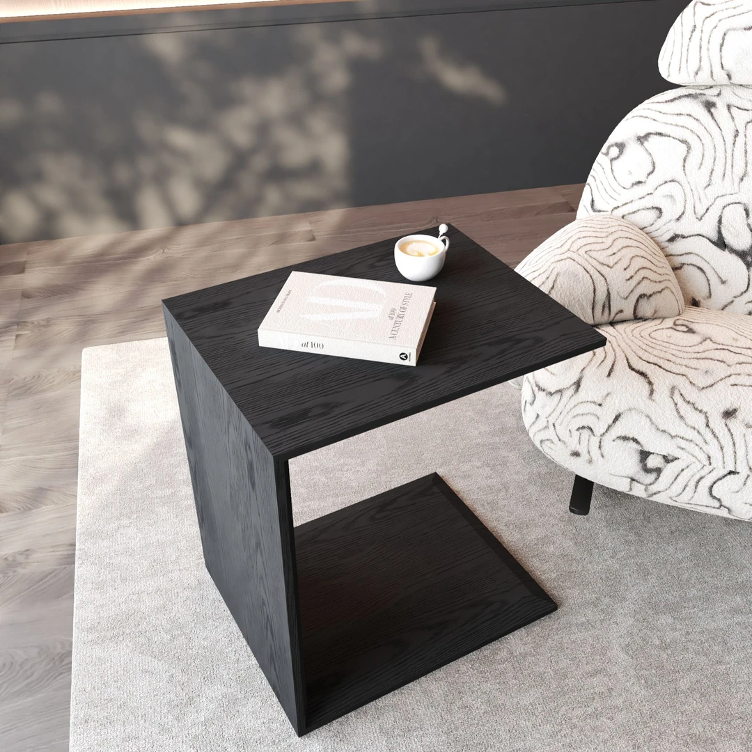 实木边几可移动整装式方形长方形意式轻奢客厅创意C形角茶几桌子