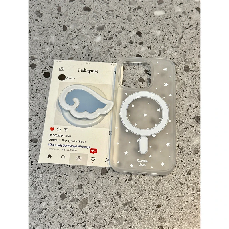 适用苹果iphone16promax翅膀镜子磁吸支架15pro简约14ins13手机壳