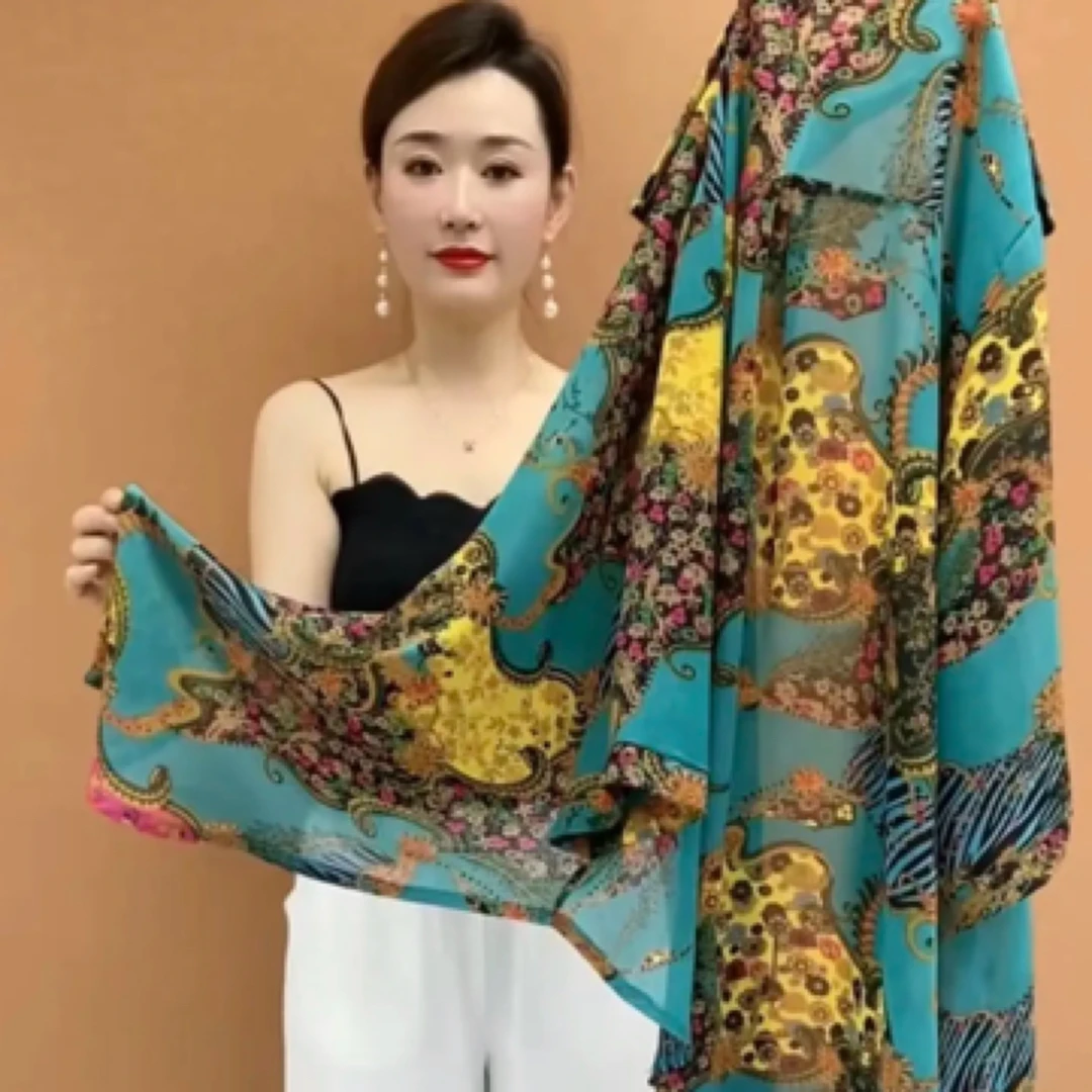 夏季大码宽松显瘦气质洋气款韩版时尚七分袖衬衫长款薄款-豹纹