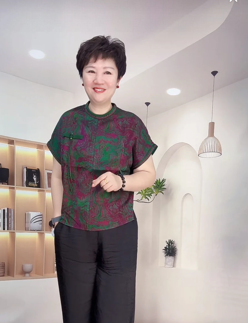 【桑蚕丝】677高端花罗香云纱上衣女气质小衫