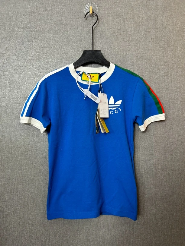 99新 GUCCI/古驰 联名蓝色半袖T恤