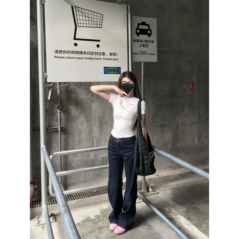 2025夏季新款修身显瘦设计感高级慵懒风正肩T恤短袖上衣休闲长裤