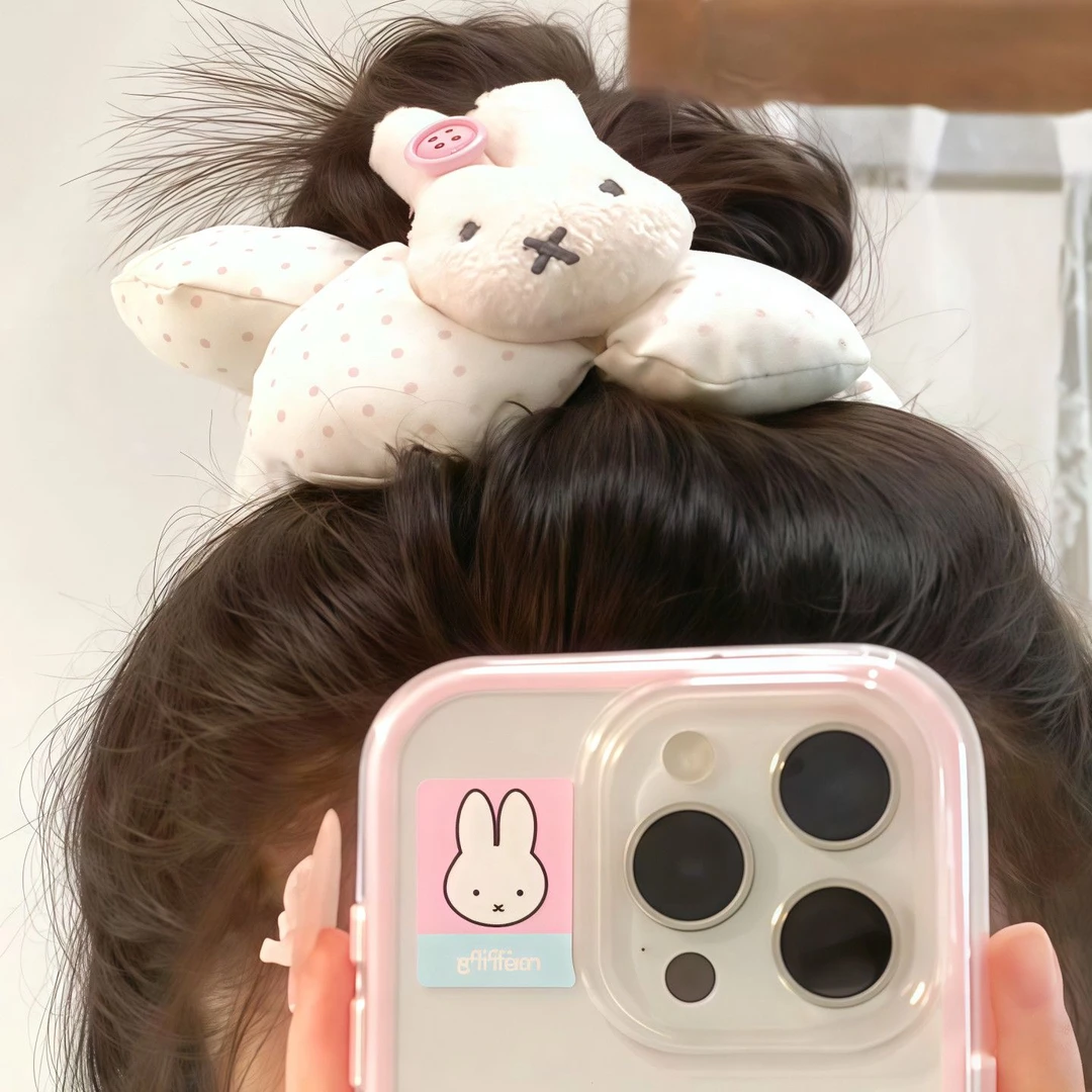 可爱卡通米菲兔大肠发圈女夏天花朵头花少女皮筋丸子头发绳头饰