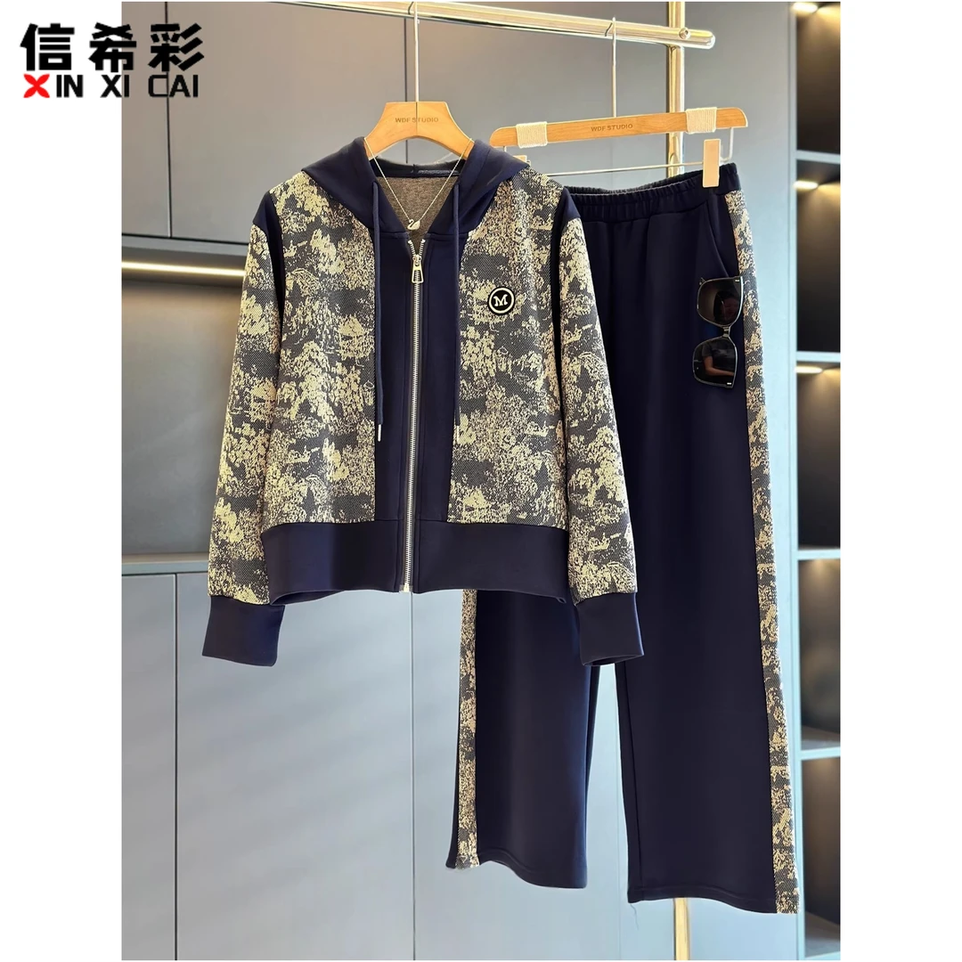 时尚休闲运动套装女妈妈装2025秋装新款卫衣气质百搭中老年两件套