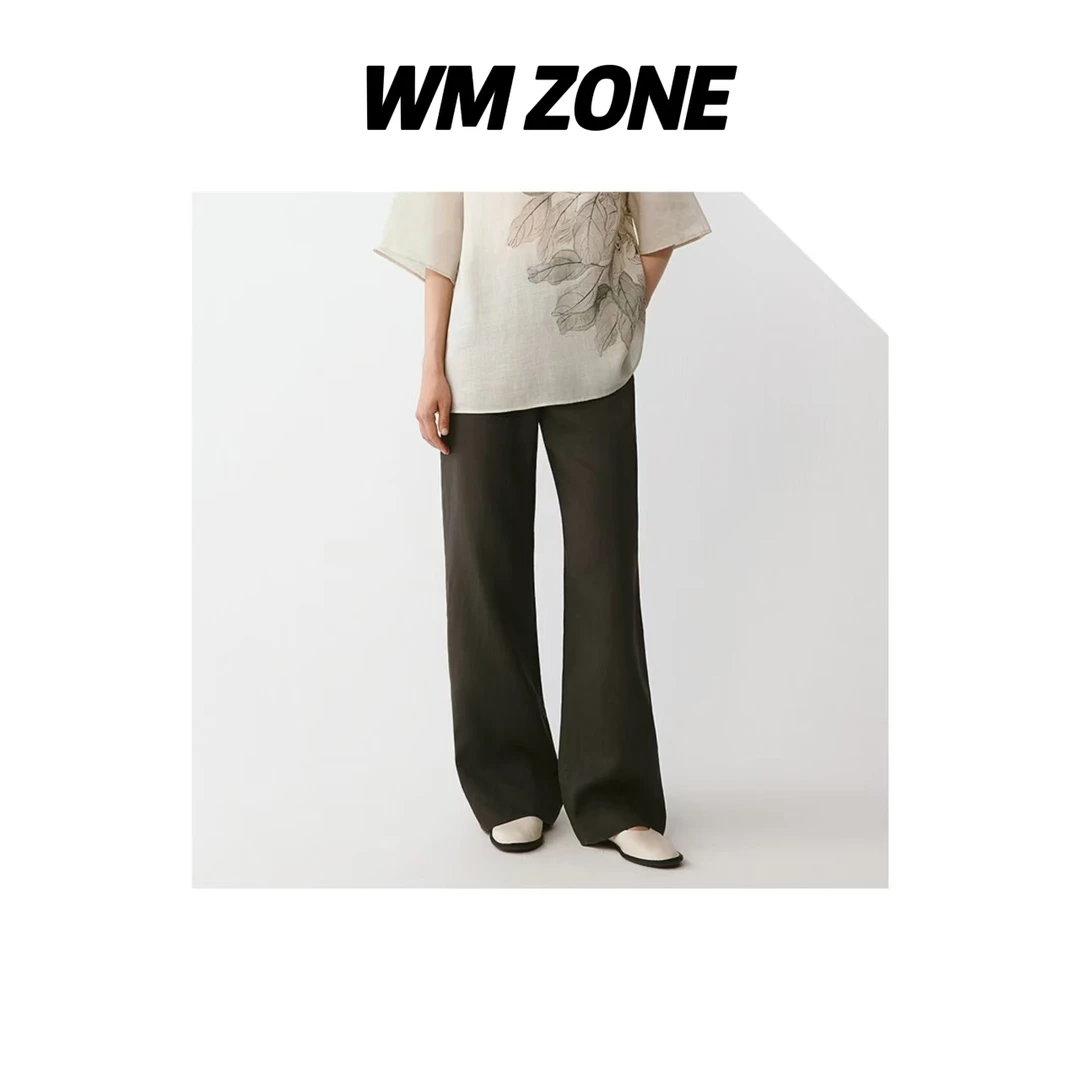 虎儿 3576 紧密苎麻平纹直筒裤