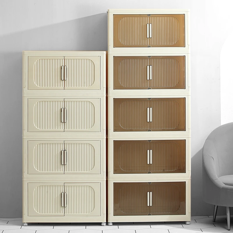 SY【45面宽】折叠免安装收纳柜奶油黄储物柜家用童衣整理柜