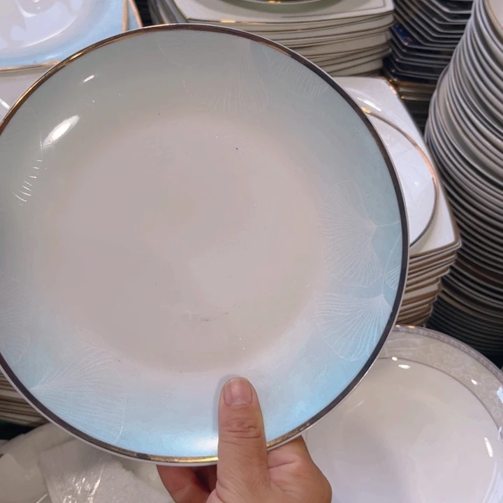 瓷片八寸浅盘六个微瑕