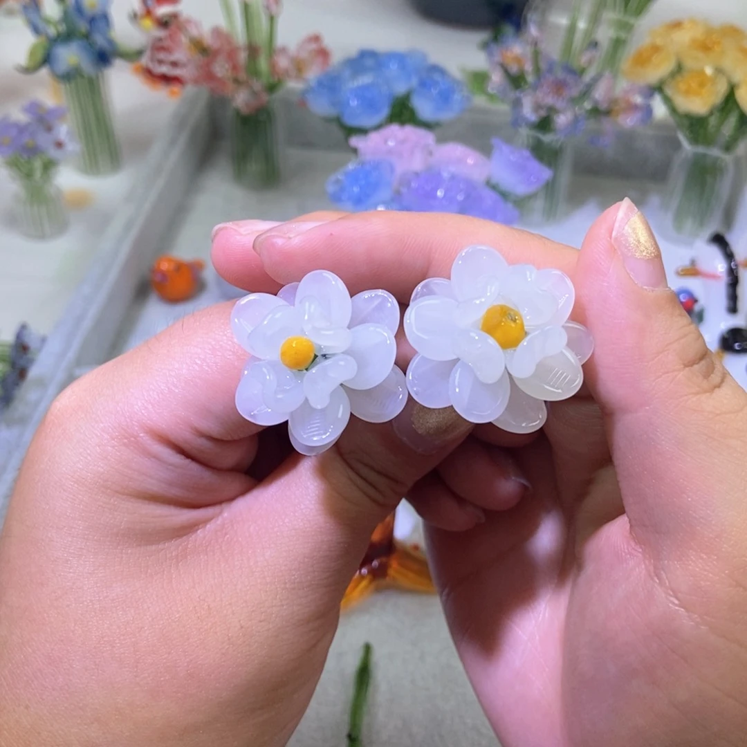 琉璃手工艺品小小牡丹花