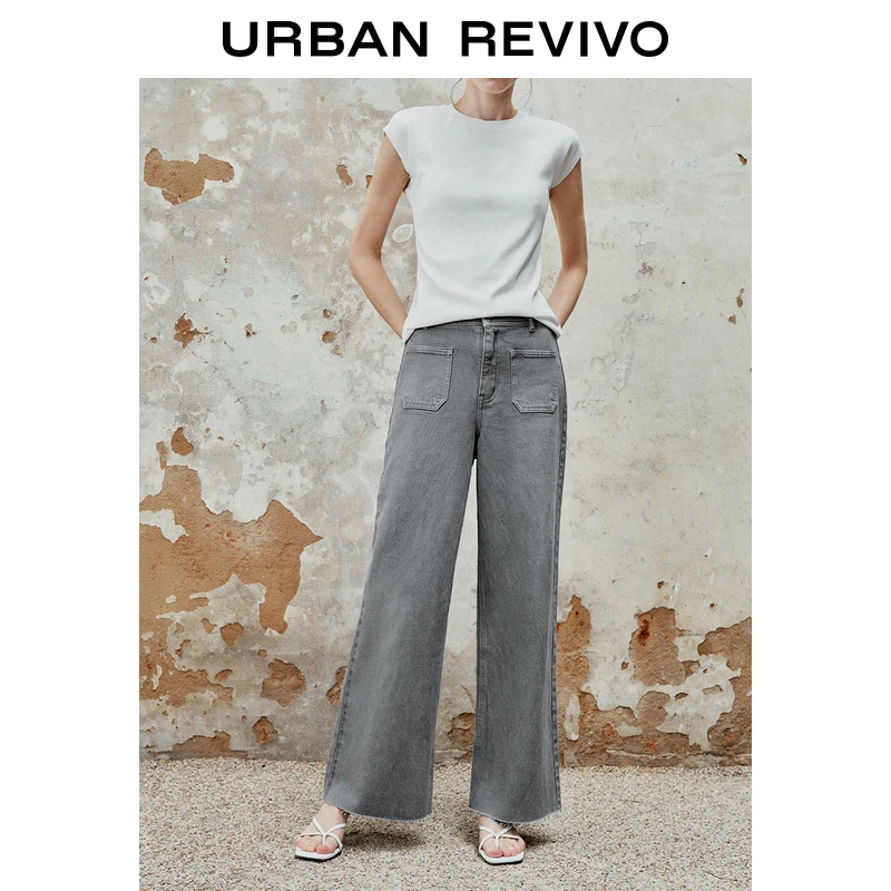 【合】UR女装时尚斜纹肌理口袋丹宁牛仔长裤UWM840002