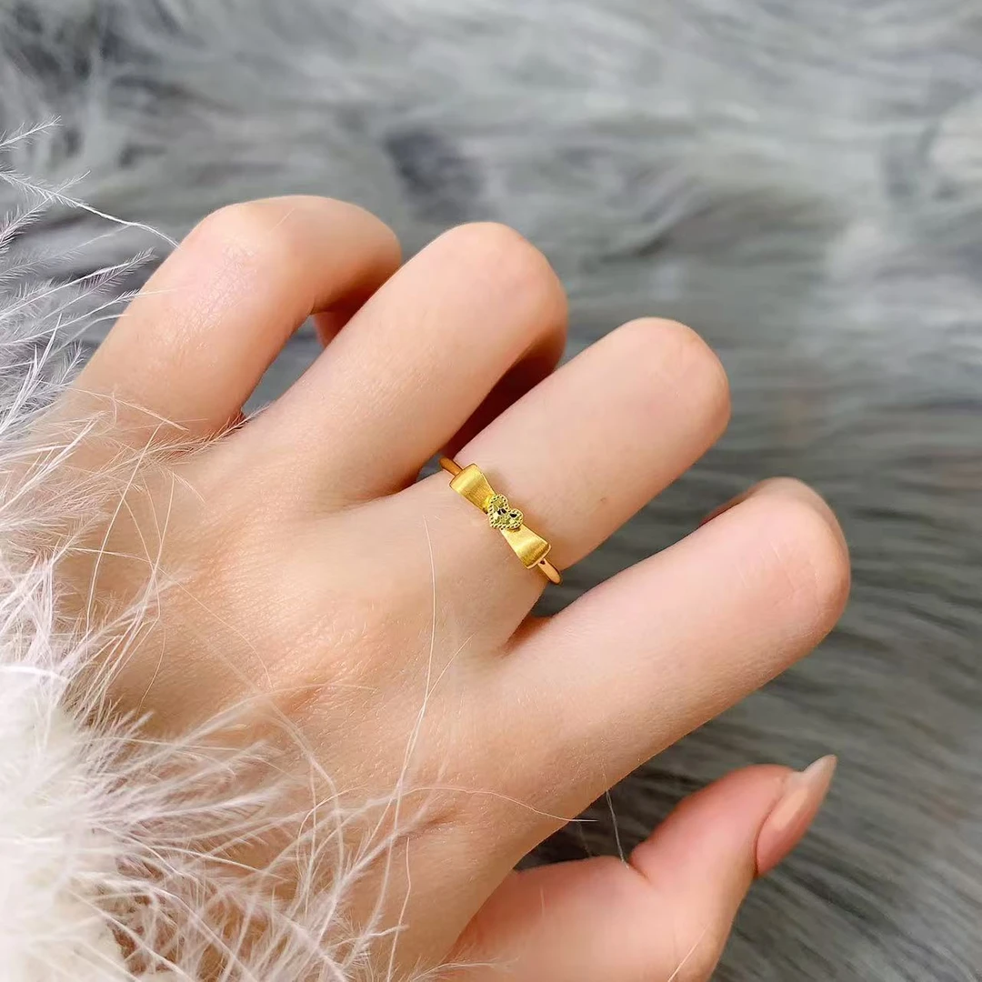 【伟新源】足金999 5G工艺 爱心蝴蝶结活口戒2.07克