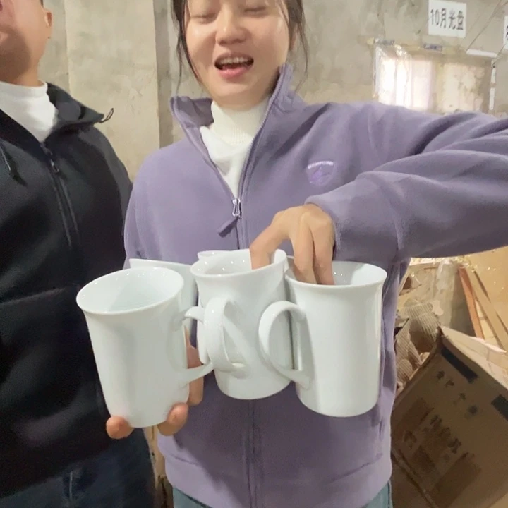 瓷片景德镇陶瓷大水杯反口的6只