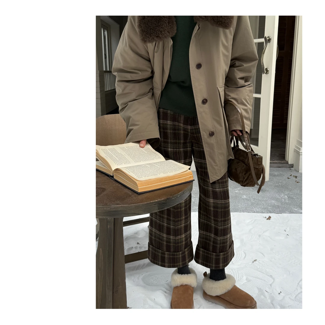 HDD- "格调旋律" 羊毛 秋冬女款格子百搭气质八九分休闲裤 Y9281