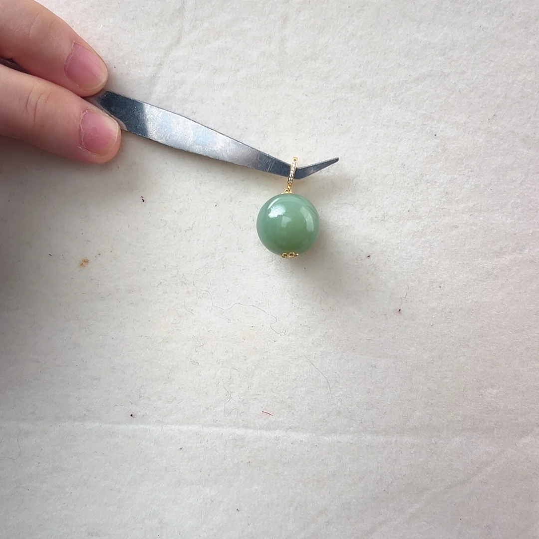 和田玉（碧玉）18K金镶嵌吊坠(不含链)