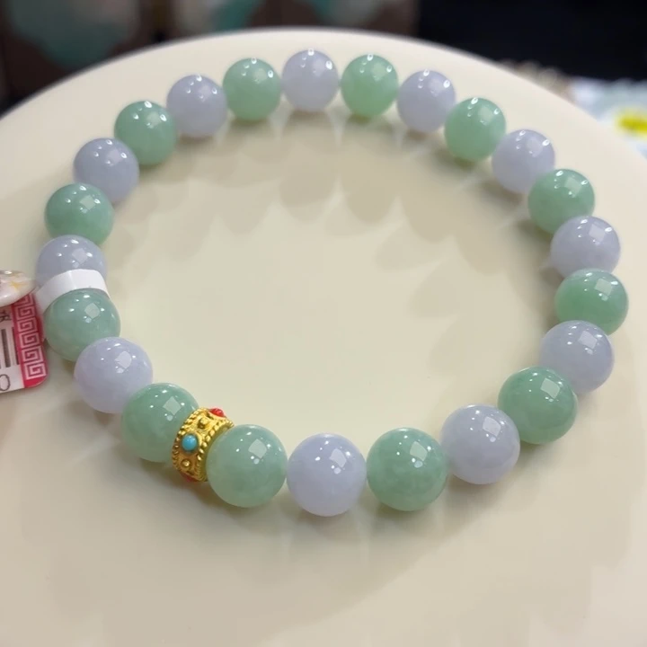翡翠未镶嵌手链冰胶春彩卡8.5