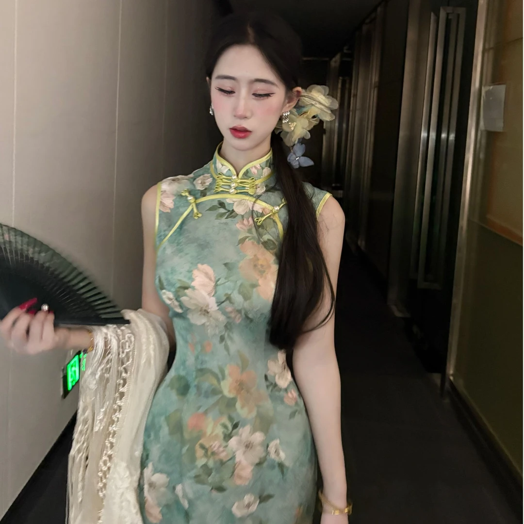 LHMknk1画报夫人原创自制国风萝孔改良新中式显瘦旗袍 一眼千年花