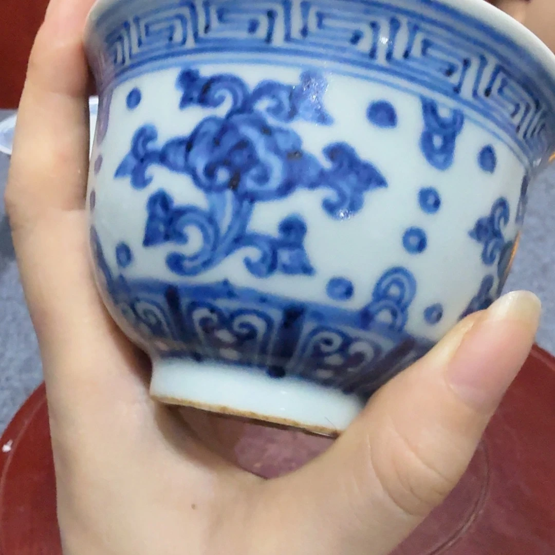 5***5瓷片青花杯子一件完整完整