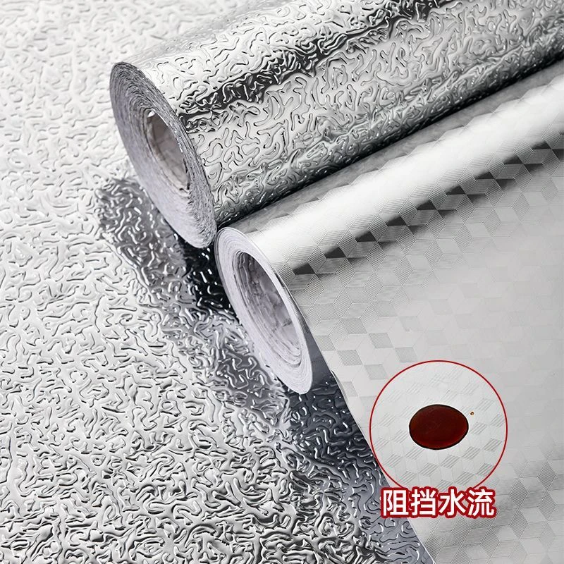 防油贴纸加厚耐高温自粘墙纸墙面灶台橱柜墙壁厨房无痕铝箔纸