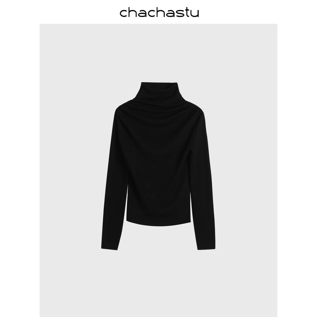 CHACHASTU极简风长袖秋冬柔软修身长袖百搭女针织打底CHT143