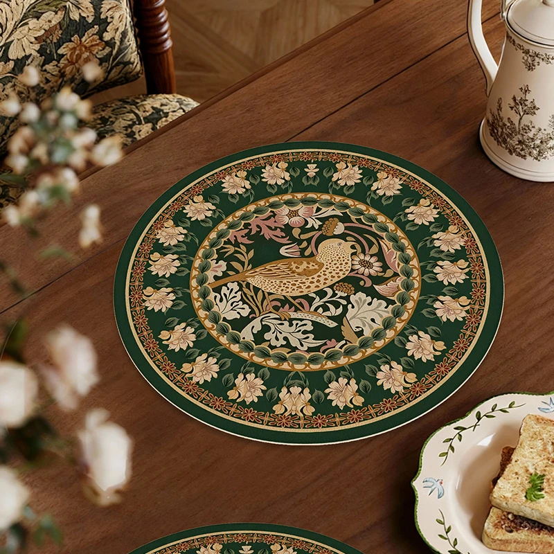 【力力猪】复古轻奢圆形防烫隔热垫餐垫吸水杯垫家用国风茶垫碗垫子