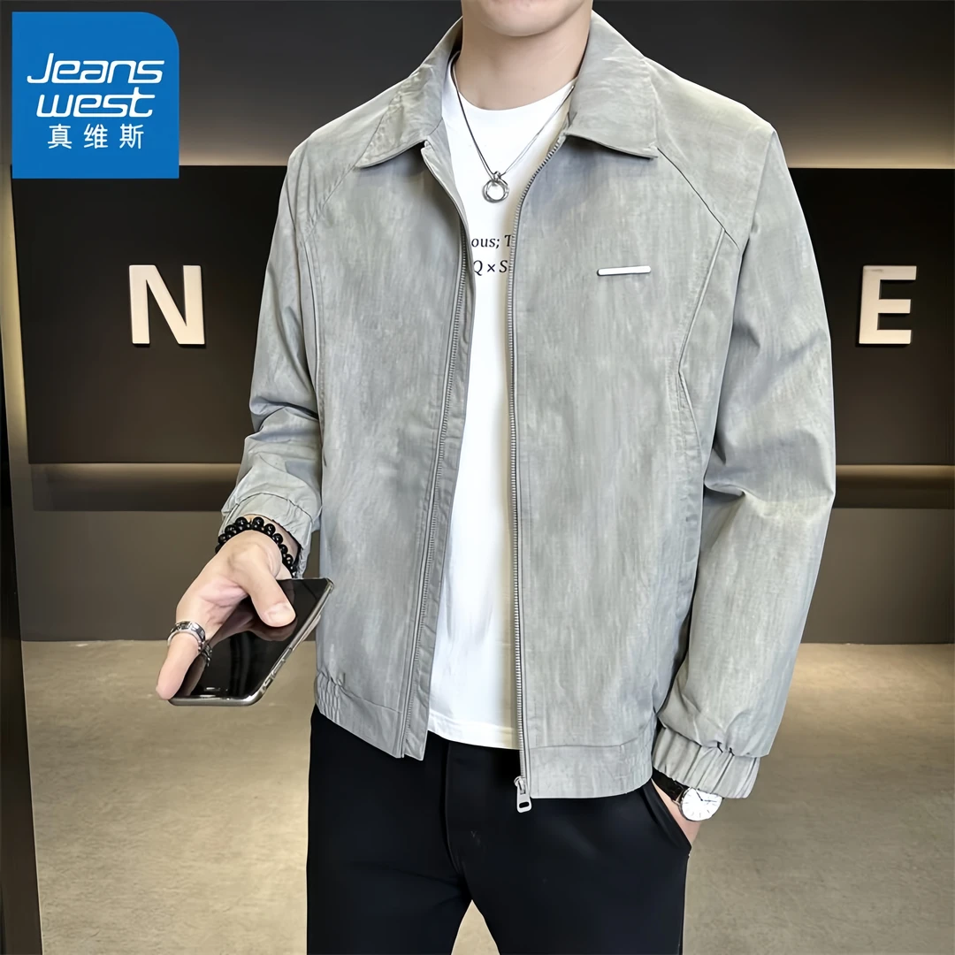 真维斯Jeanswest新款男士夹克外套秋季休闲百搭上衣宽松时尚上衣