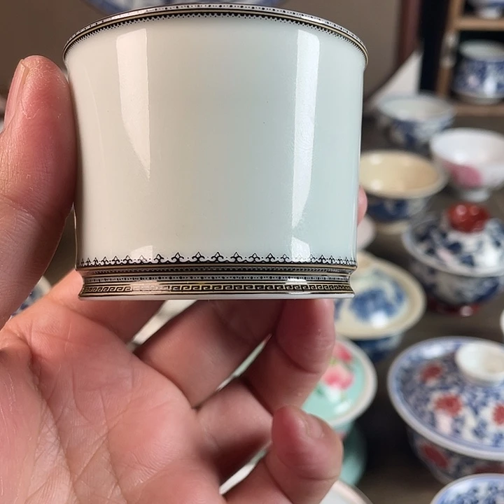 陶摆件重工边角描金主人杯