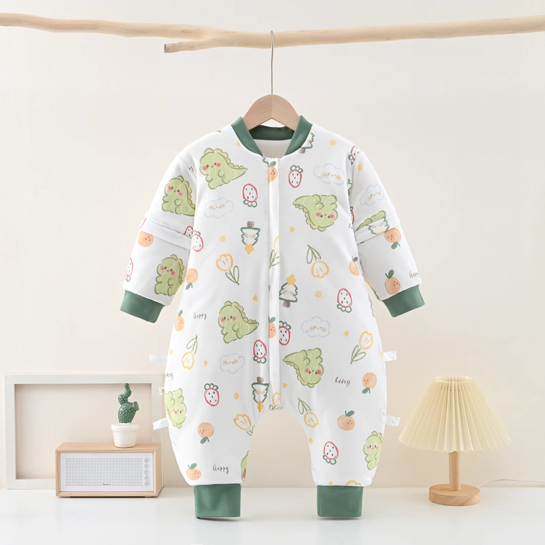 可洗纯棉恒温婴幼儿秋冬款宝宝分腿式冬天加厚防踢被睡袋