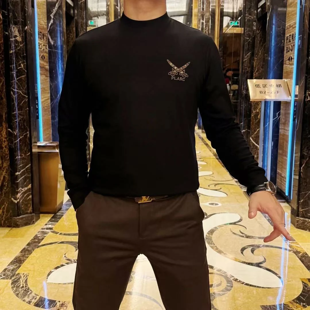 2024年经典小刀保暖加厚亲肤百搭时尚轻奢男长袖打底圆领潮流