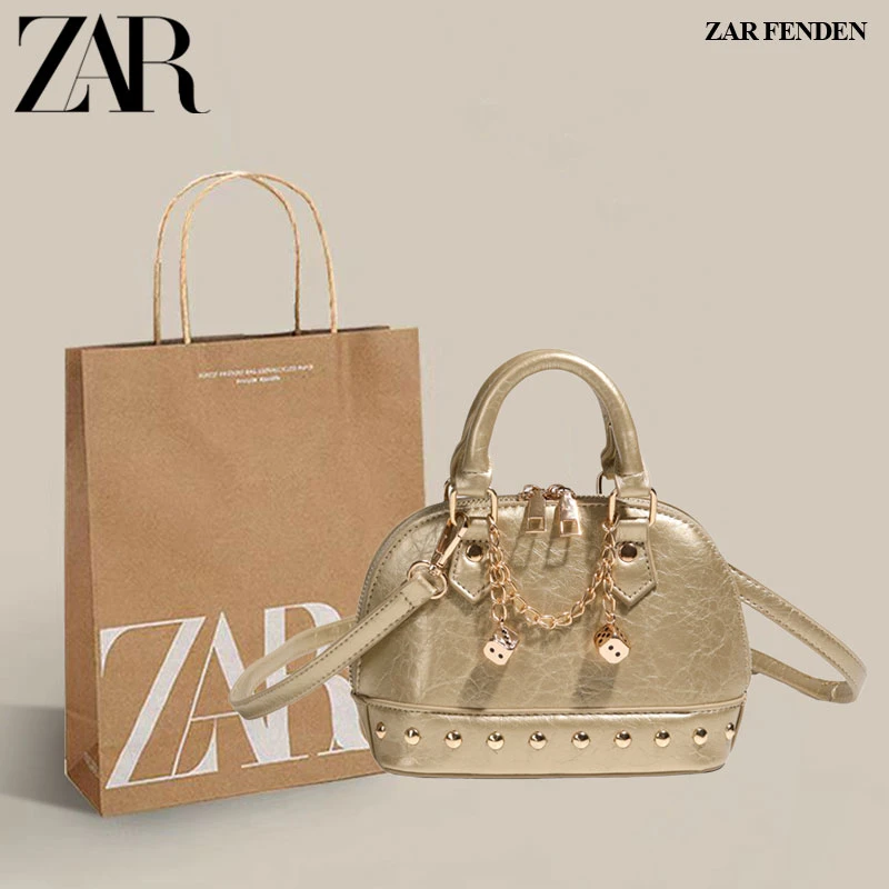 ZAR FENDEN千金风小香风手提小包2025新款高级感铆钉贝壳包斜挎包
