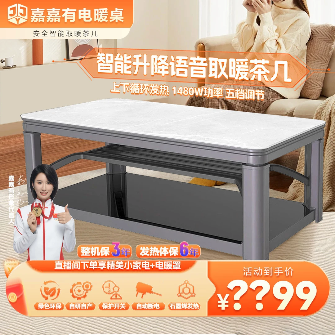 嘉嘉有【时尚灰A4-灰】升降电暖桌多功能电暖桌取暖桌烤火茶几