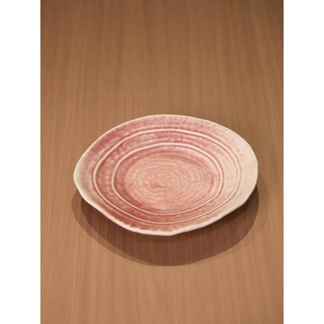 嫣红螺纹浅盘 21cm*3cm KLP049