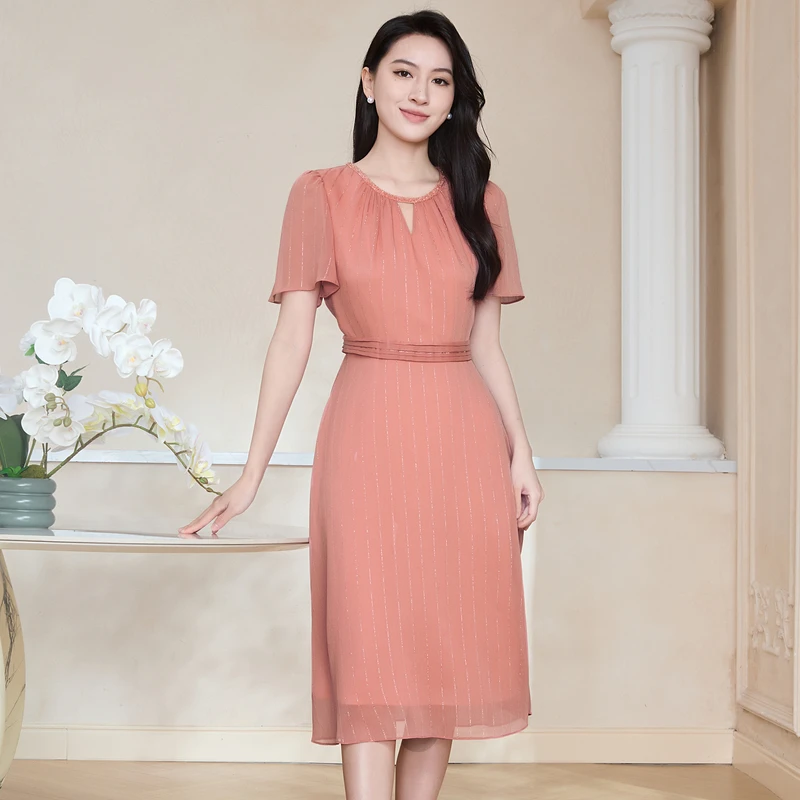 【粉丝专享】BuouBuou【橘光晚霞】喇叭袖串珠轻礼服连衣裙BKCG386