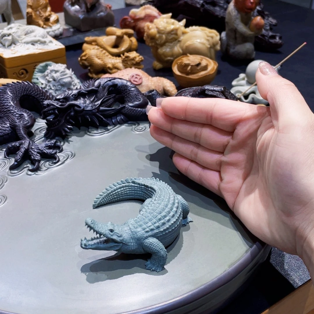 鳄鱼一只茶宠摆件精品