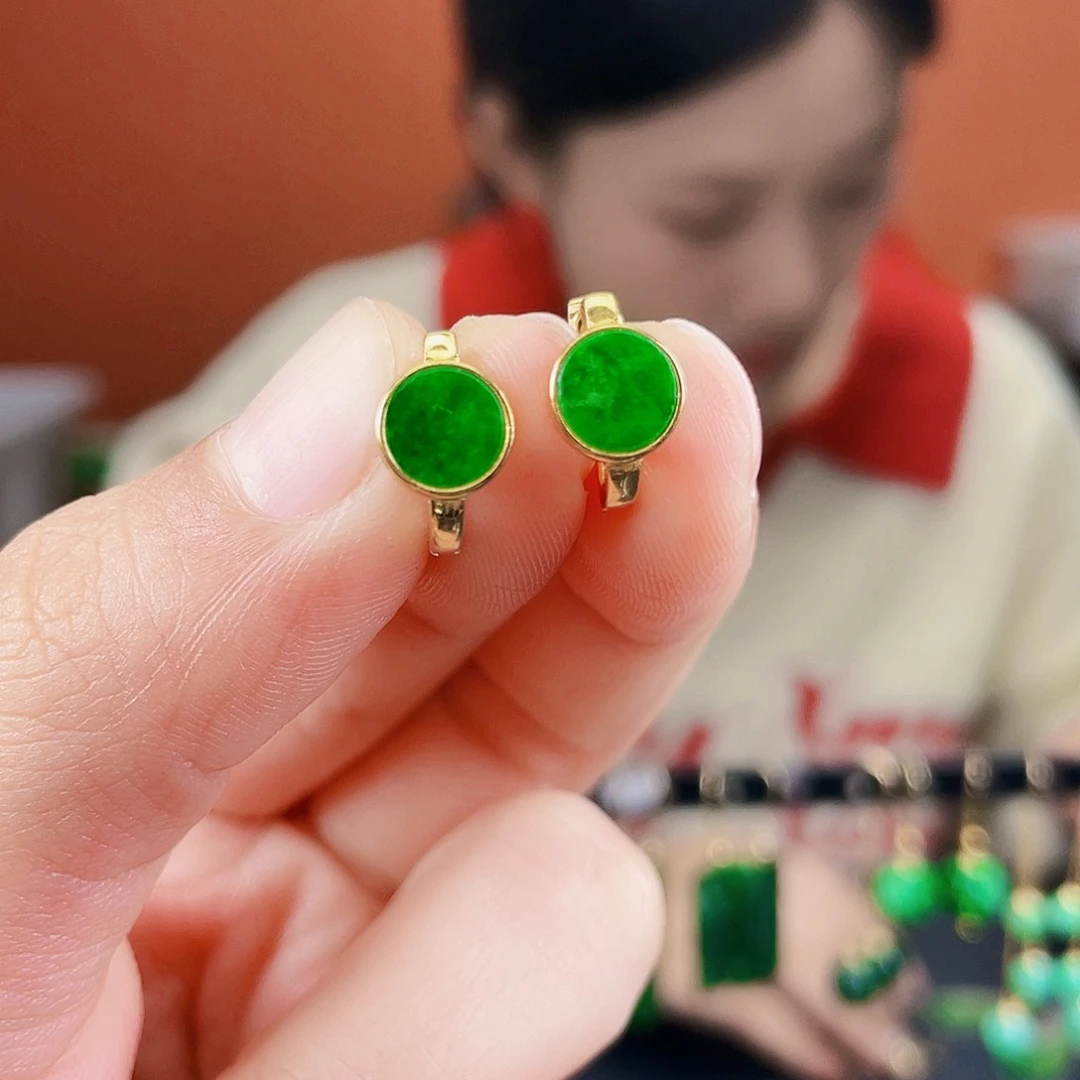 翡翠银S925镶嵌耳饰
