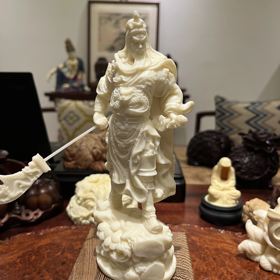 武财神关公雕刻手工艺品20cm