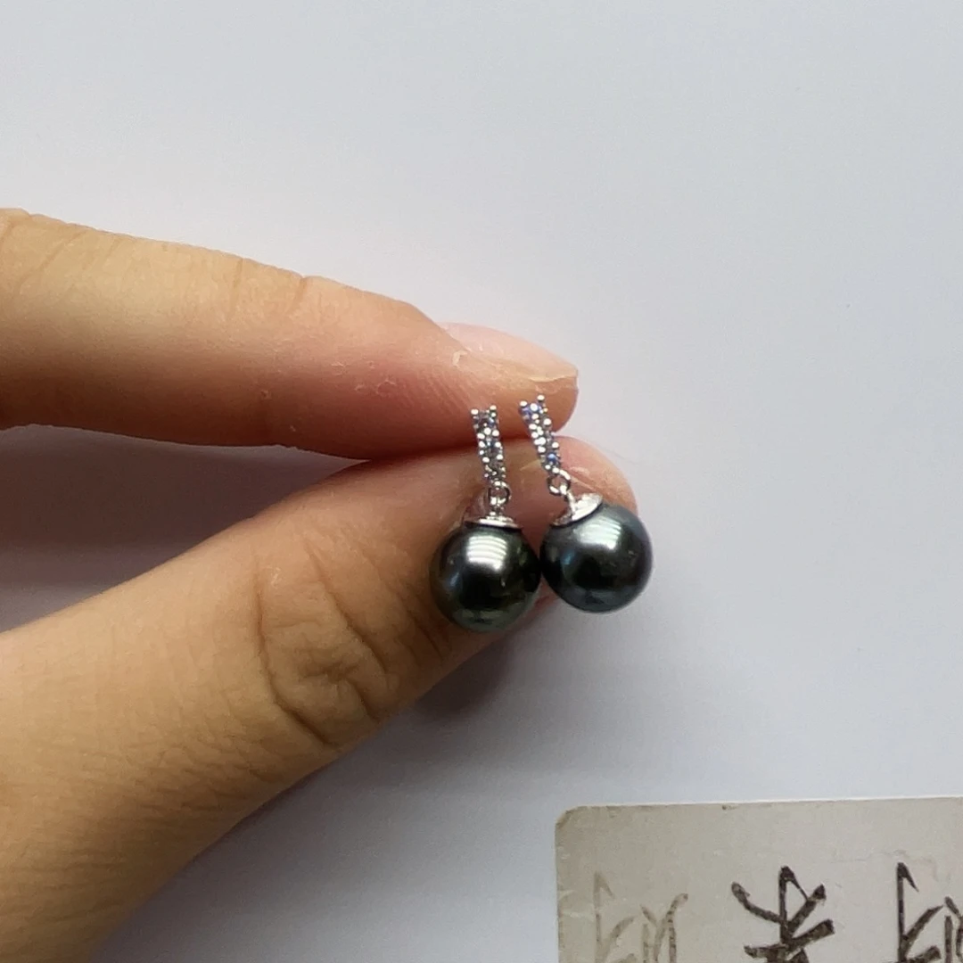 银S925镶嵌海水珍珠耳饰