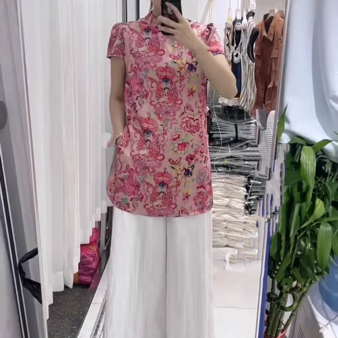 新中式国风套装女2025夏季新款阔腿裤洋气显瘦减龄改良旗袍两件套