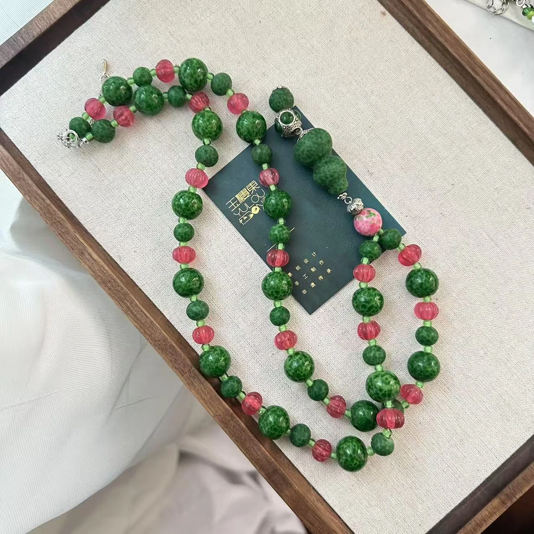 合金项链 （希媛专属清仓）QC022 绿蛙蛙皮葫芦长琉璃项链