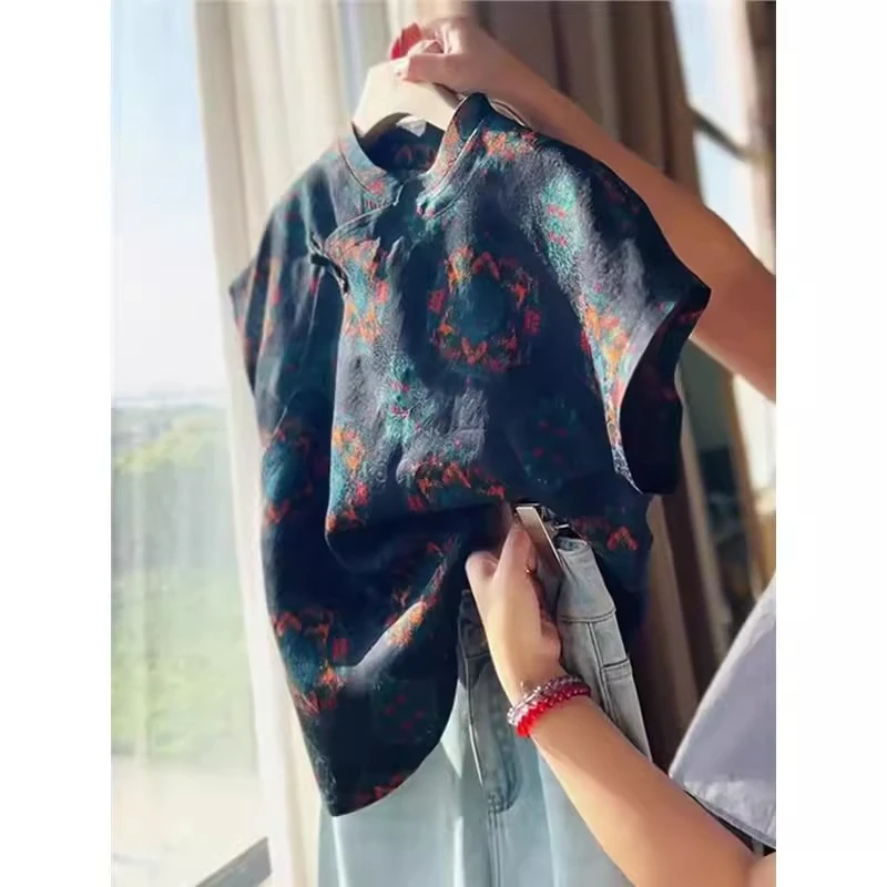 洋气衣服上衣时尚新中式国风女装气质高级感短袖衬衫2025夏季新款