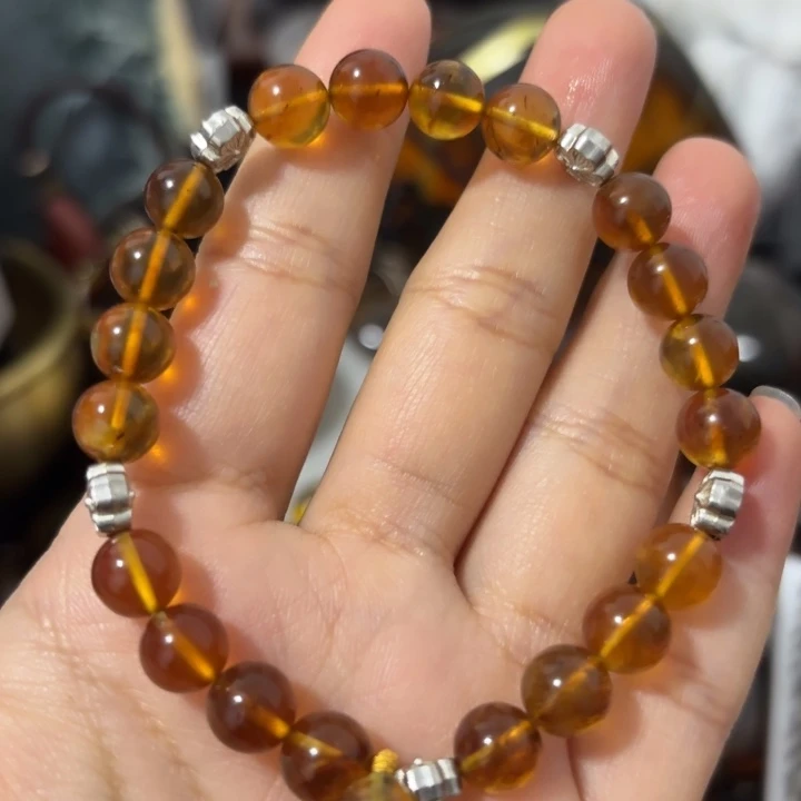 琥珀未镶嵌裸石手串